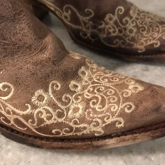 Corral Boots Girls Size 2.5 Teen Brown Leather Embroidered Western Boho Cowgirl - Picture 2 of 12